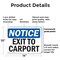 Signmission Exit Sign, Plastic, 14 in W, 10 in H, Exit To Carport OS-2PACK-NS-P-1014-L-12255 - alternate 3